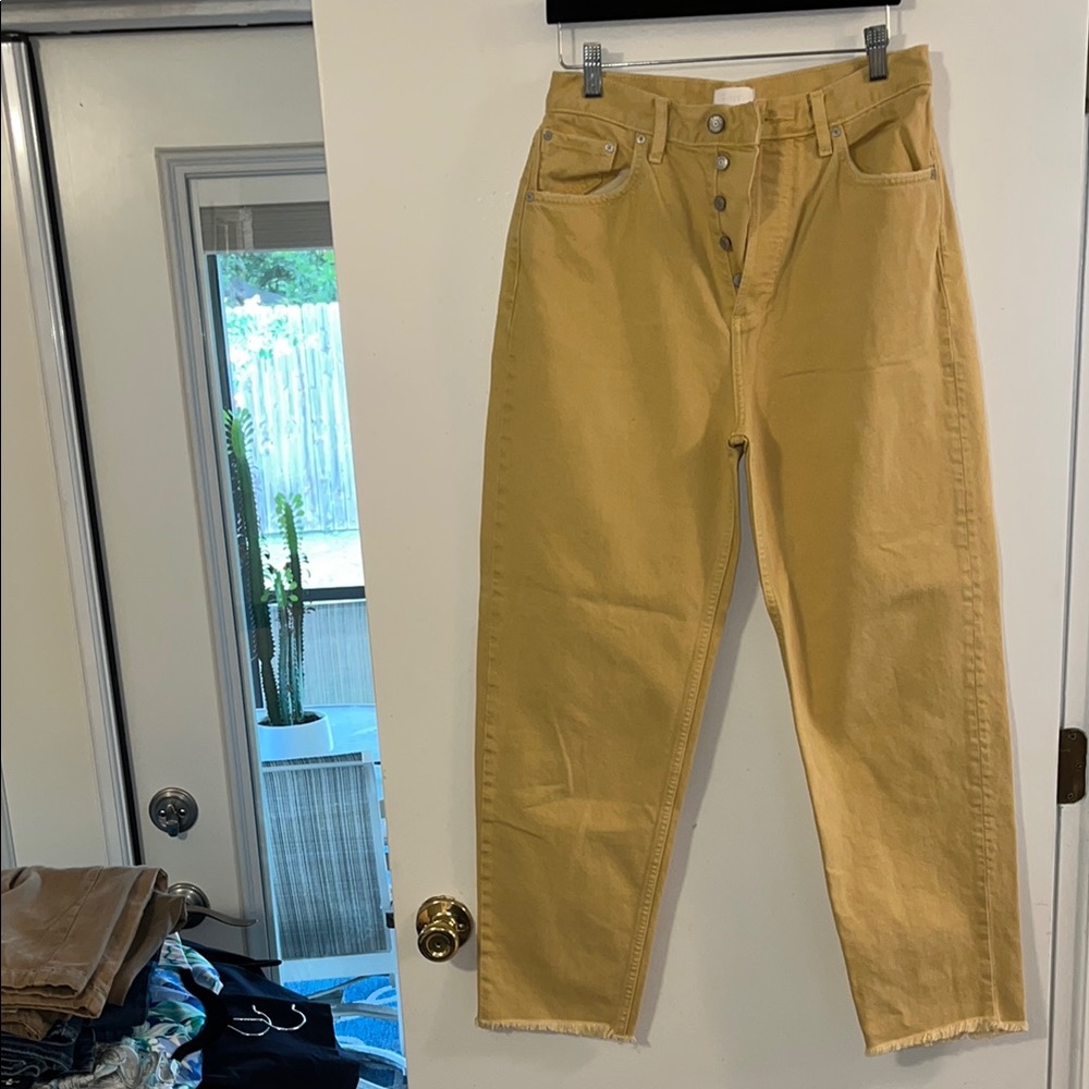 Boyish Yellow High-Waisted Button-up Jeans